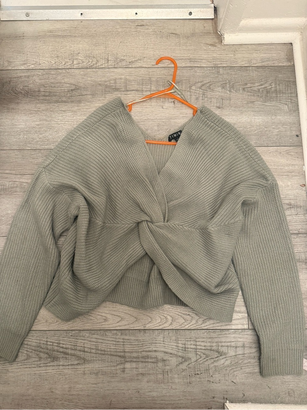 Twist Front Knit Sweater - Sage Green
